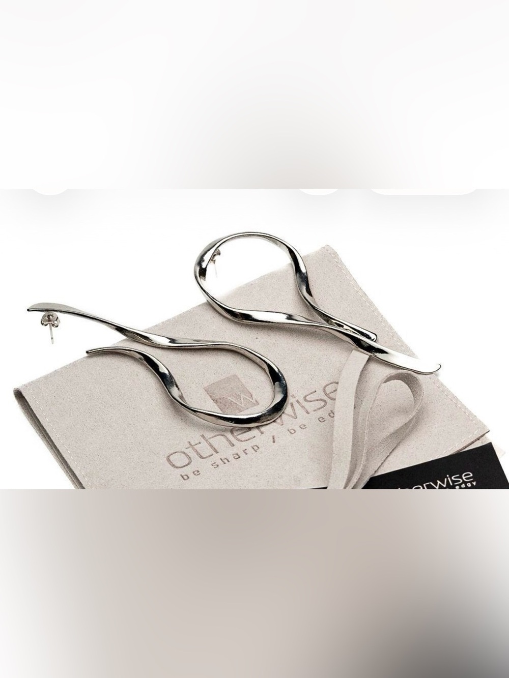 Large Asymmetrical Silver Twisted Hoop Earrings